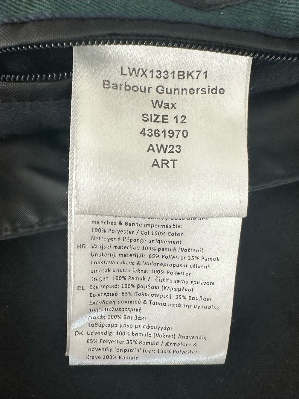 Barbour Gunnerside Wax Jacket Black Size 8 Gently Used - Picture 14 of 15